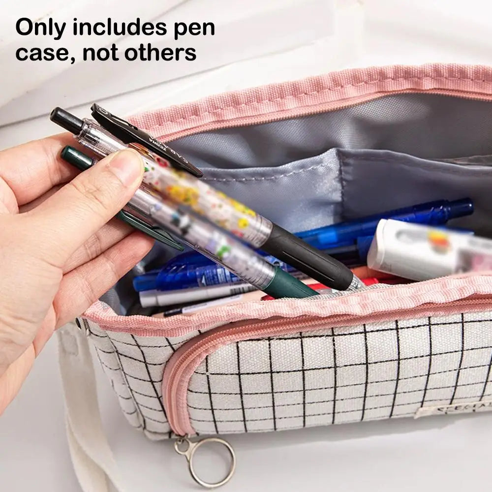 Canvas Triangle Stationery Box,Large Capacity Portable Pencil Pouch Student Stationery Organizer Storage Bag Zpaxo