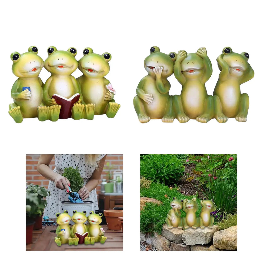 Frog Statue Creative Resin Cute Tabletop Ornament Garden Statue Decorative Figurine for Balcony Outside Yard Bedroom Table Zpaxo