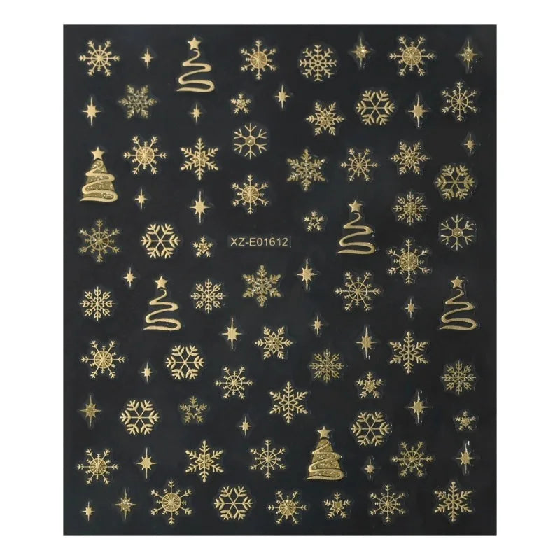 1 Gold Stamping Christmas Nail Stickers 3D Sparkling Snowman Zpaxo 12
