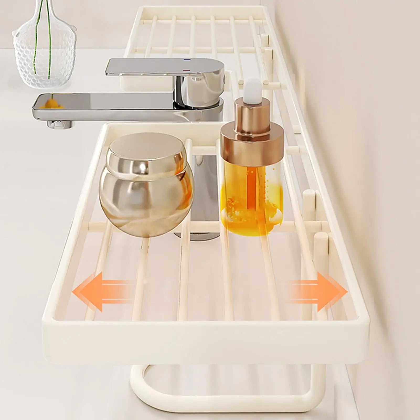 Faucet Storage Rack No-drill Carbon Steel Over Sink Holder Kitchen