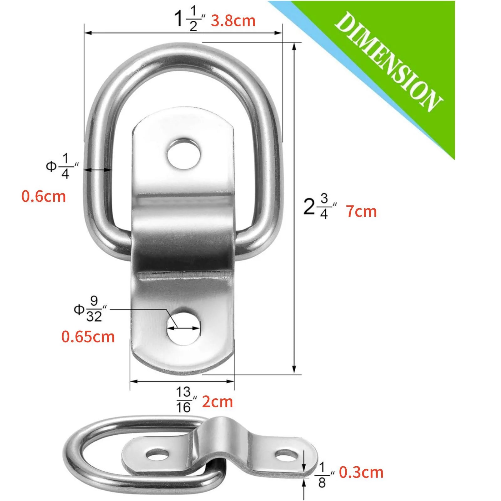 D Rings Tie Down Anchors Ring Pull Hook Stainless Steel Lashing Load