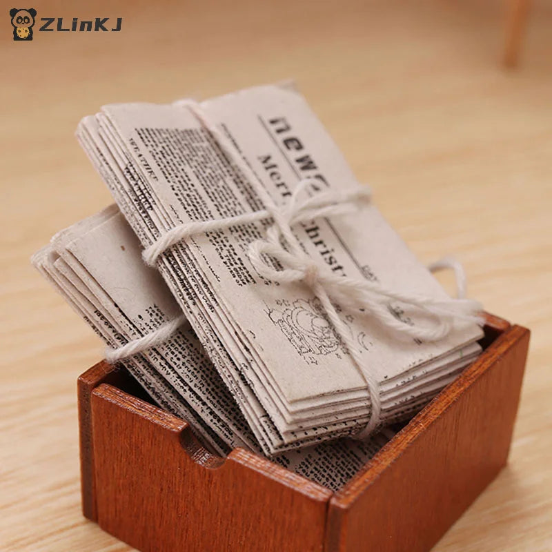 ▶1/12 Dollhouse Miniature Retro Newspaper Set Simulation Model Toys Home Furniture Accessories Zpaxo