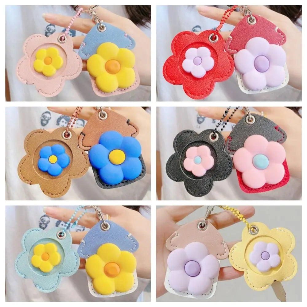 Funny Protective Case Flower Keychain Creative Soft House Keyring Card Key Holder Cute PU Key Case Couple Zpaxo