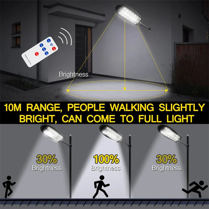 Solar Street Lights Motion Sensor Outdoor 520 LED Powered Lamp Remote Zpaxo