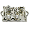 ▶10Pcs 1: 12 Dollhouse Furniture Miniature Dining Ware Metal Tea Cup Plate Set Zpaxo Silver