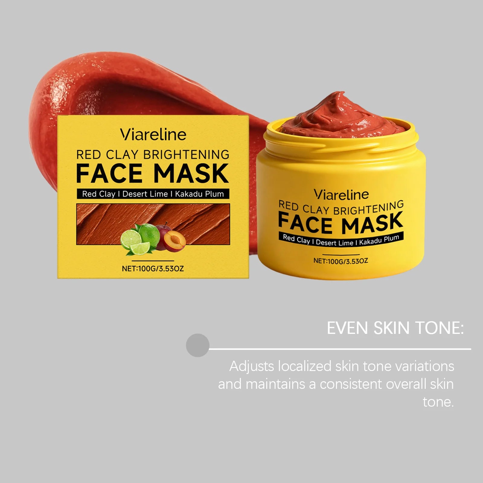 Viareline Red Clay Mask – Deep Cleanse, Pore Tightening & Brightening Clay Facial Mask Zpaxo