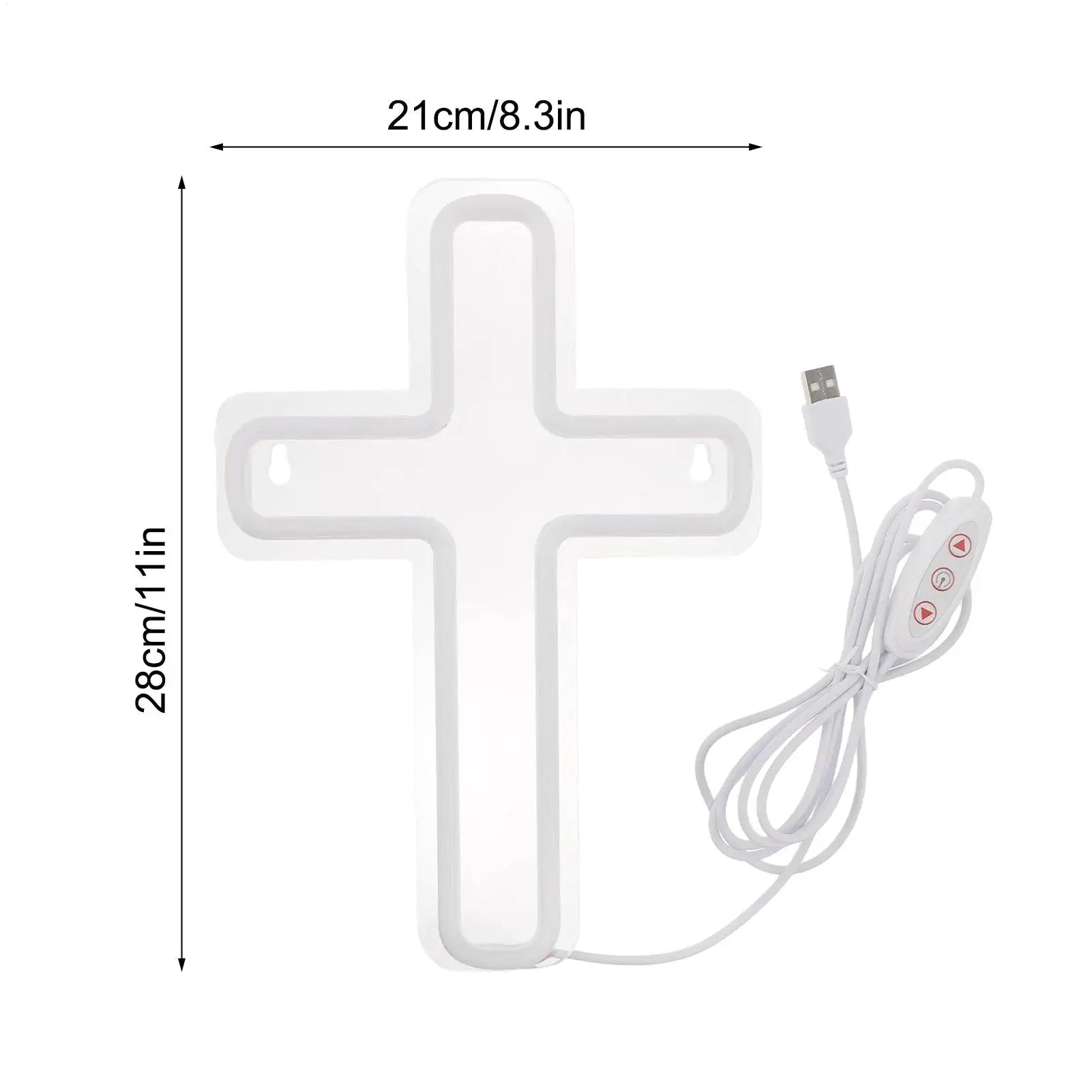Neon Cross LED Light Wall Sign Dimmable Acrylic Crucifix Lamp Bedroom