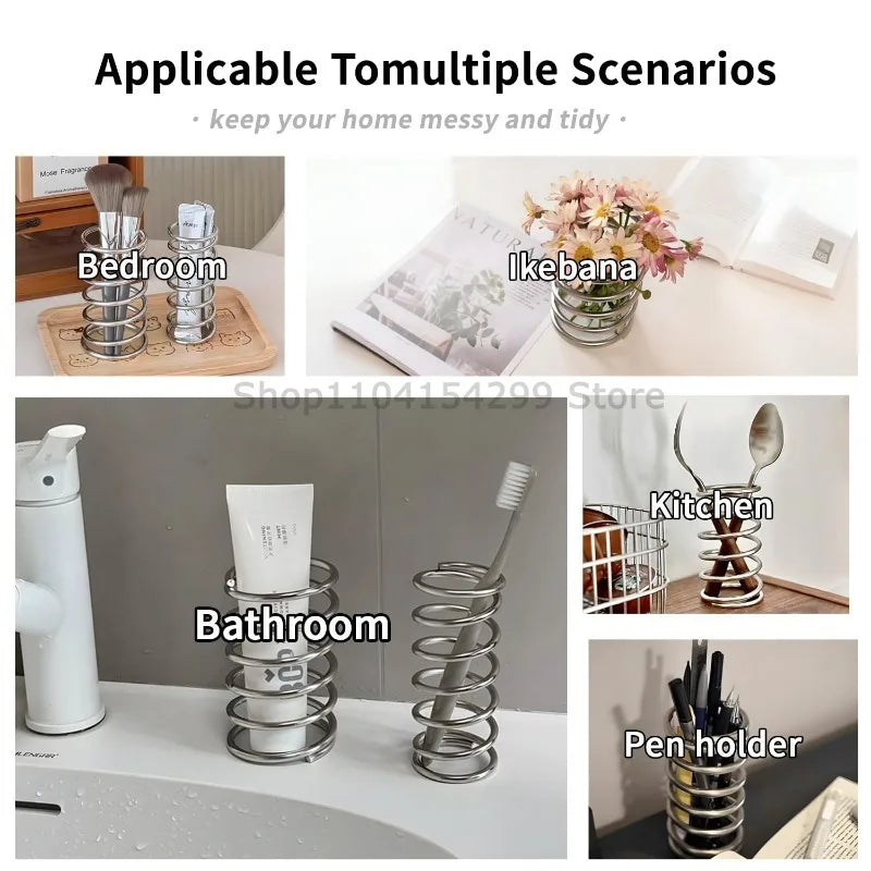 Stainless Steel Toothbrush Holder Bathroom Accessories Tool Toothpaste Makeup Brush Storage Rack Home Decoration Brush Holder Zpaxo