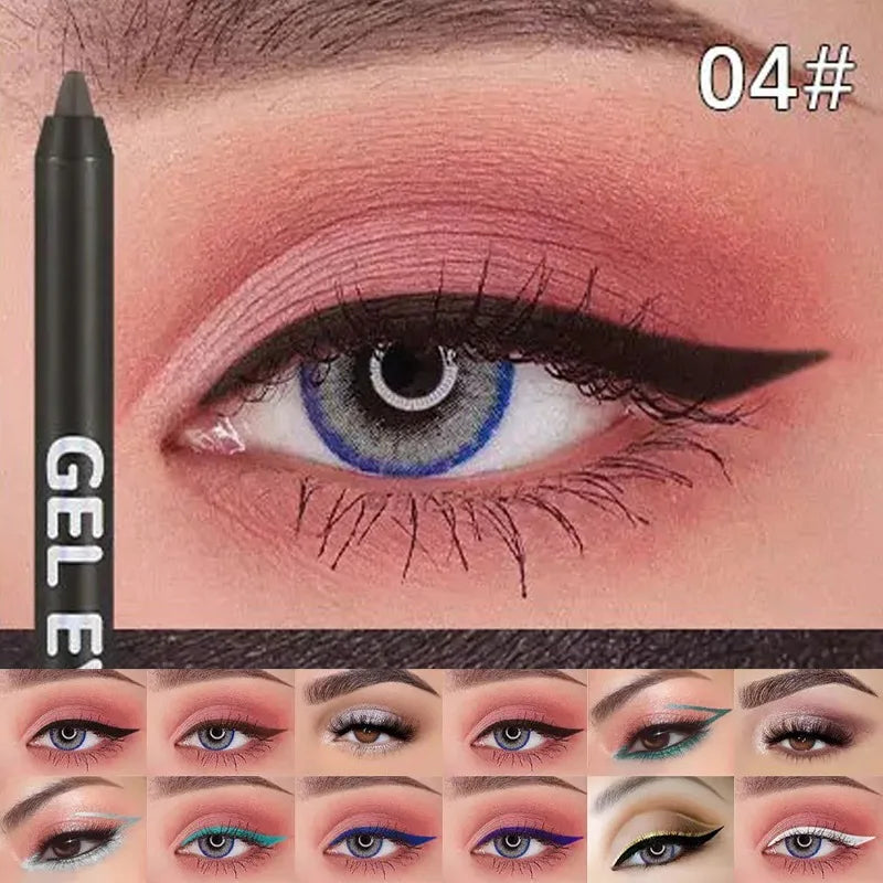 12 Colors Shine Pearlescent Eyeliner Pencil Waterproof Long Lasting