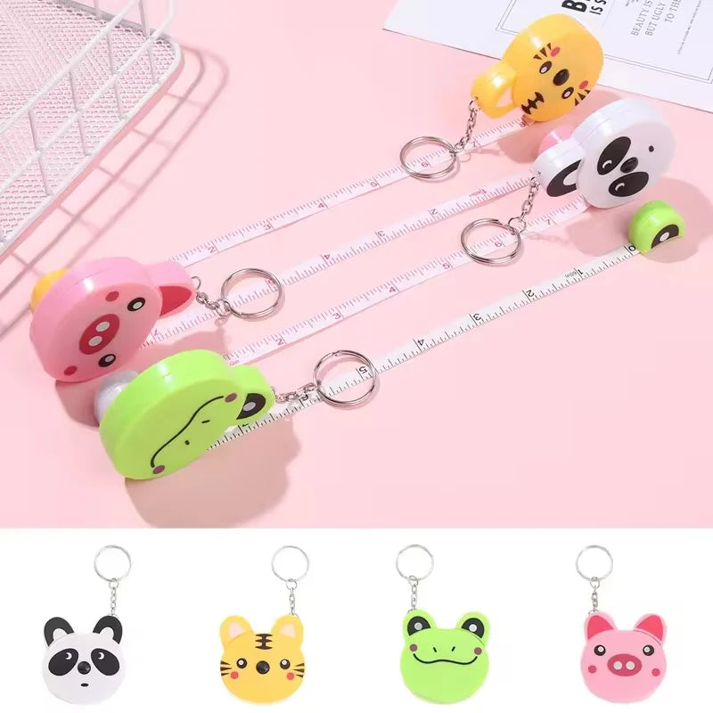 Cute Cartoon Animal Mini Tape Measure Keychain Portable Retractable