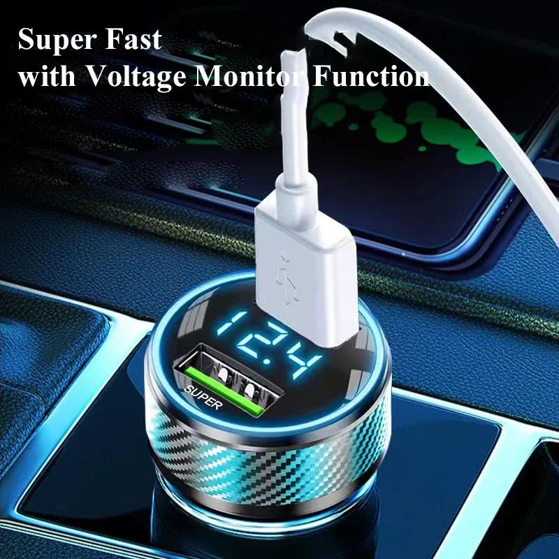 1 USB Car Charger Adapter 300W Fast Charge Voltage Monitor Iphone