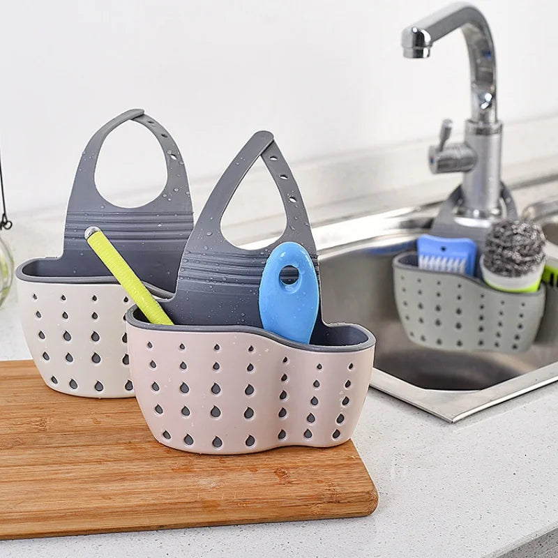 Adjustable snap-on sink draining hanging bag, double-layer draining for faucet sponge, kitchen storage rack Zpaxo