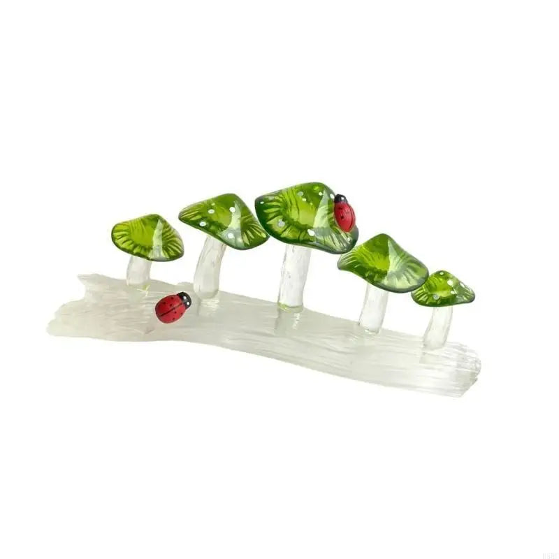 Miniature Resins Mushrooms on Tree Stump Figurine for Creative Homes Decors and Garden Landscape Decorative Ornament Zpaxo