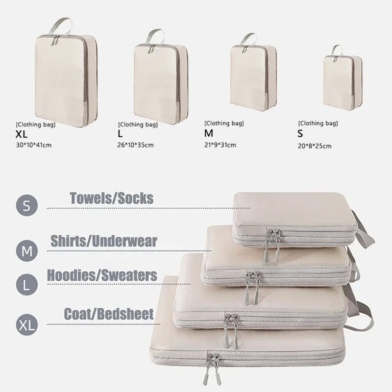 Travel Organizer Storage Bags Suitcase Packing Cubes Set Cases Portable Luggage Clothes Shoe Tidy Pouch Folding Zpaxo