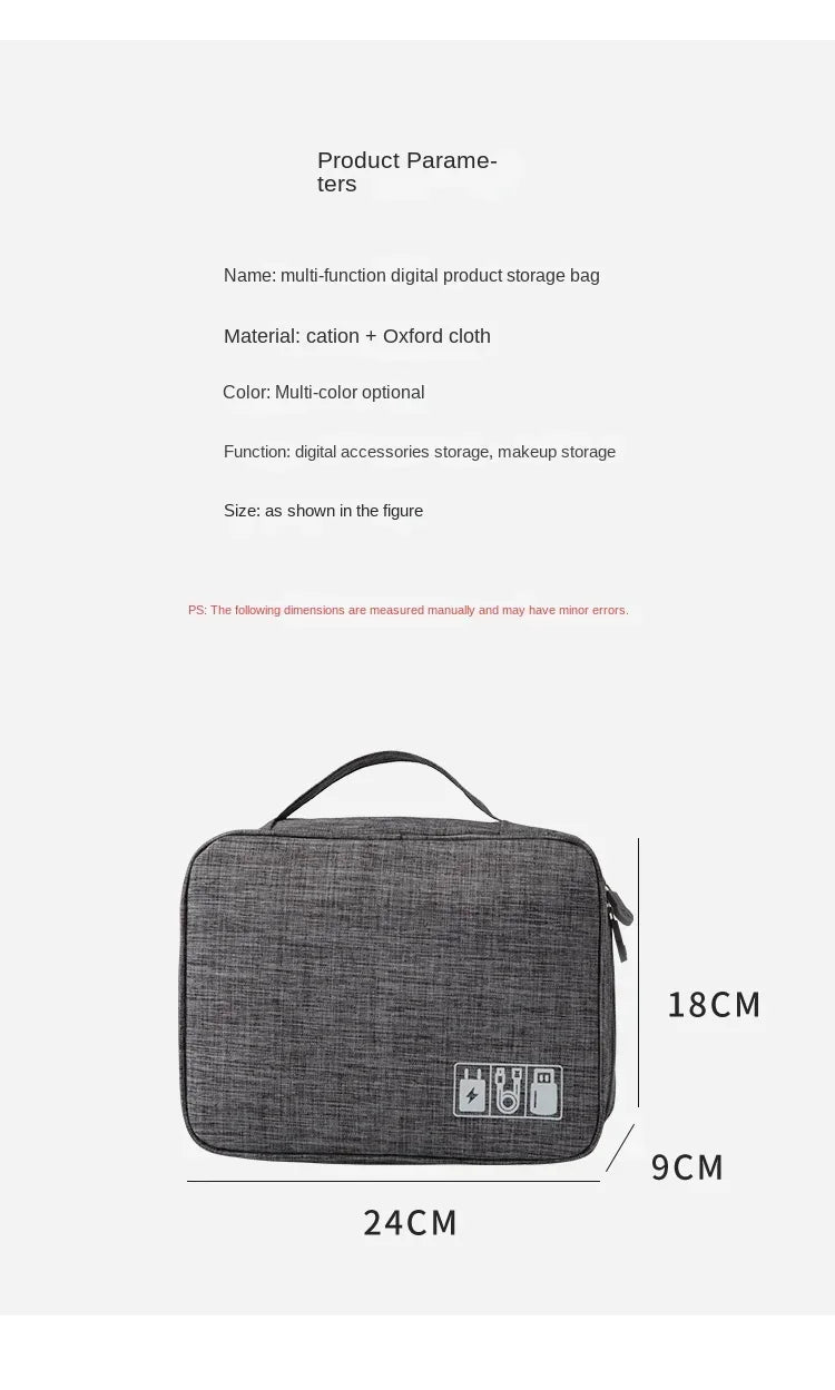 Portable USB Data Cable Charger Storage Bag Travel Organizer