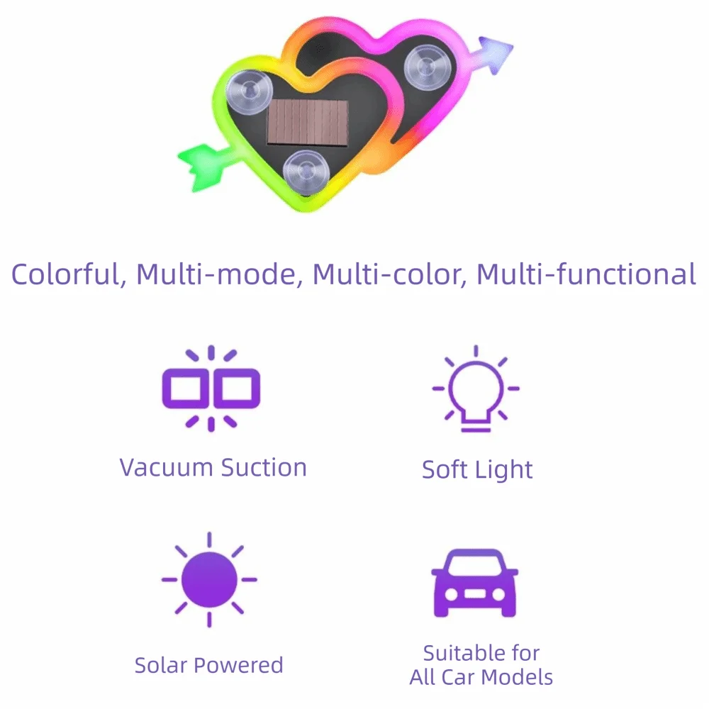 Solar Powered LED Car Neon Lights Wiring Suction Cup Mount Automotive Zpaxo