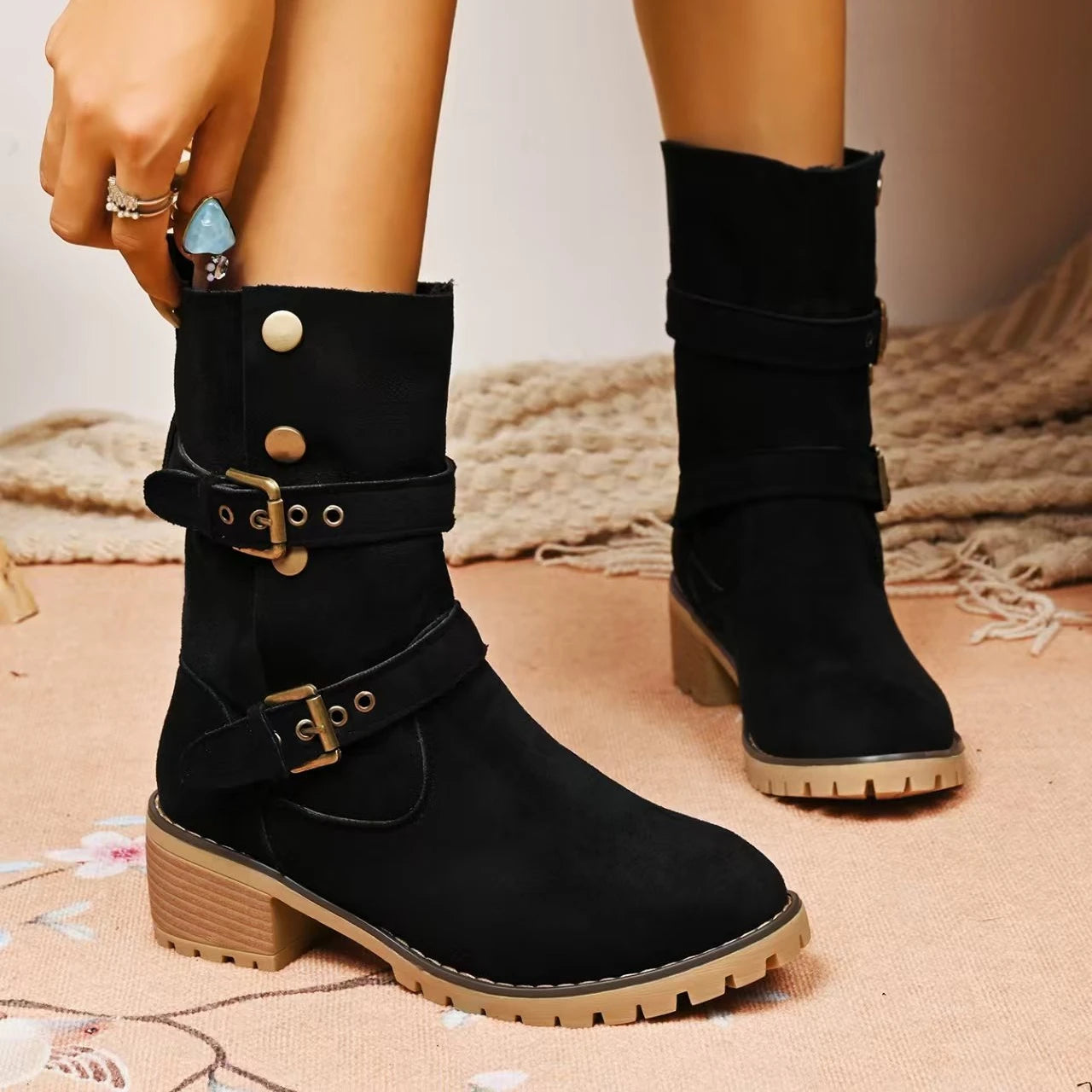 Women Boots Fashion Outdoor Comfortable Boots Trend Vintage Detachable Western Boots Women Solid High Quality Style Shoes Women Zpaxo