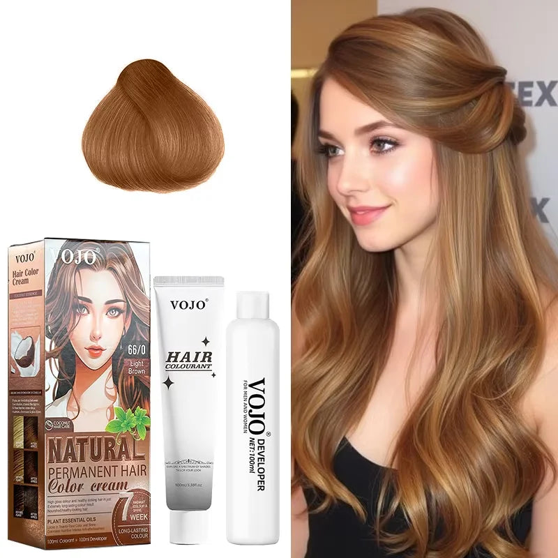 3-in-1 Long-Lasting Hair Dye Shampoo,100ml &100ml Coloring Agent Hair Dye Shampoo for Women and Men,Semi-Permanent Hair Cream Zpaxo Light Brown