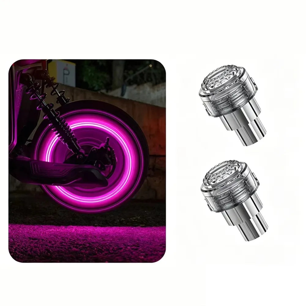 Waterproof Tire Valve Caps Light Single Seven Colors Motion Sensor Zpaxo Pink