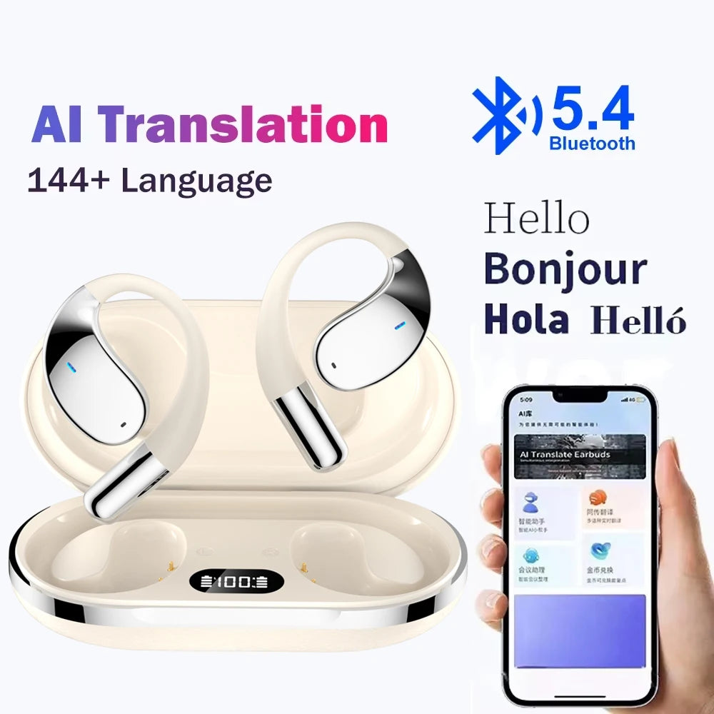 KEBIDUMEI AI Real Time Translator Earphones Bluetooth 5 4 Ear Hook