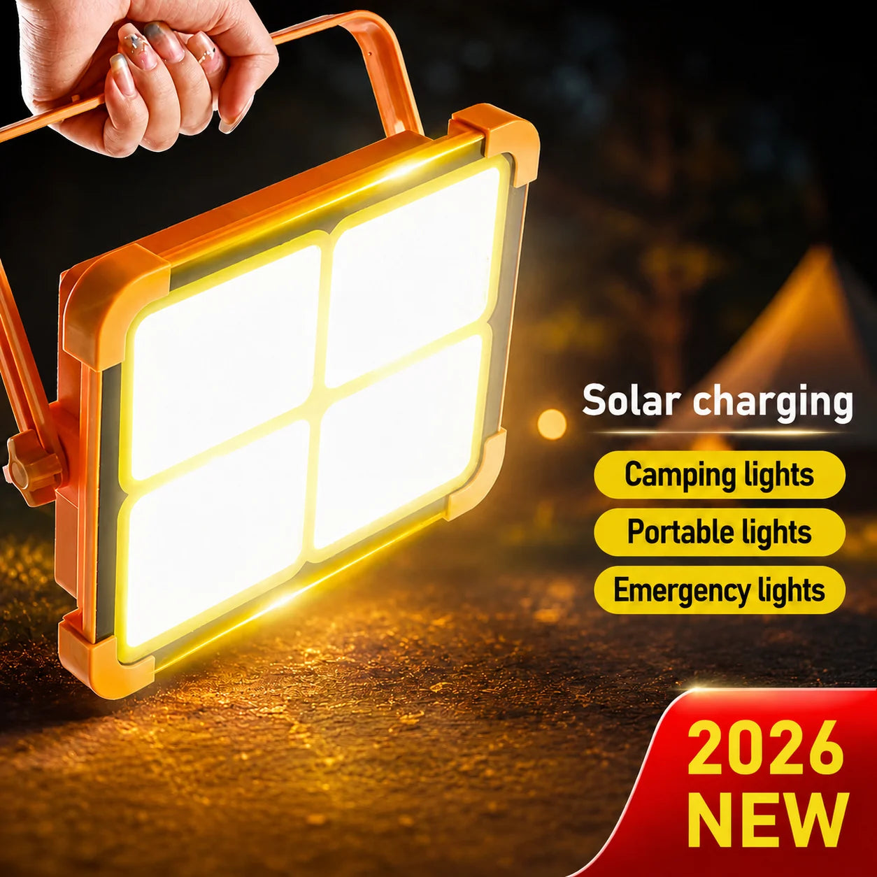 Solar Flood Light Power Bank IP66 Waterproof USB Rechargeable Camping Tent Lamp for Outdoor Emergency Zpaxo