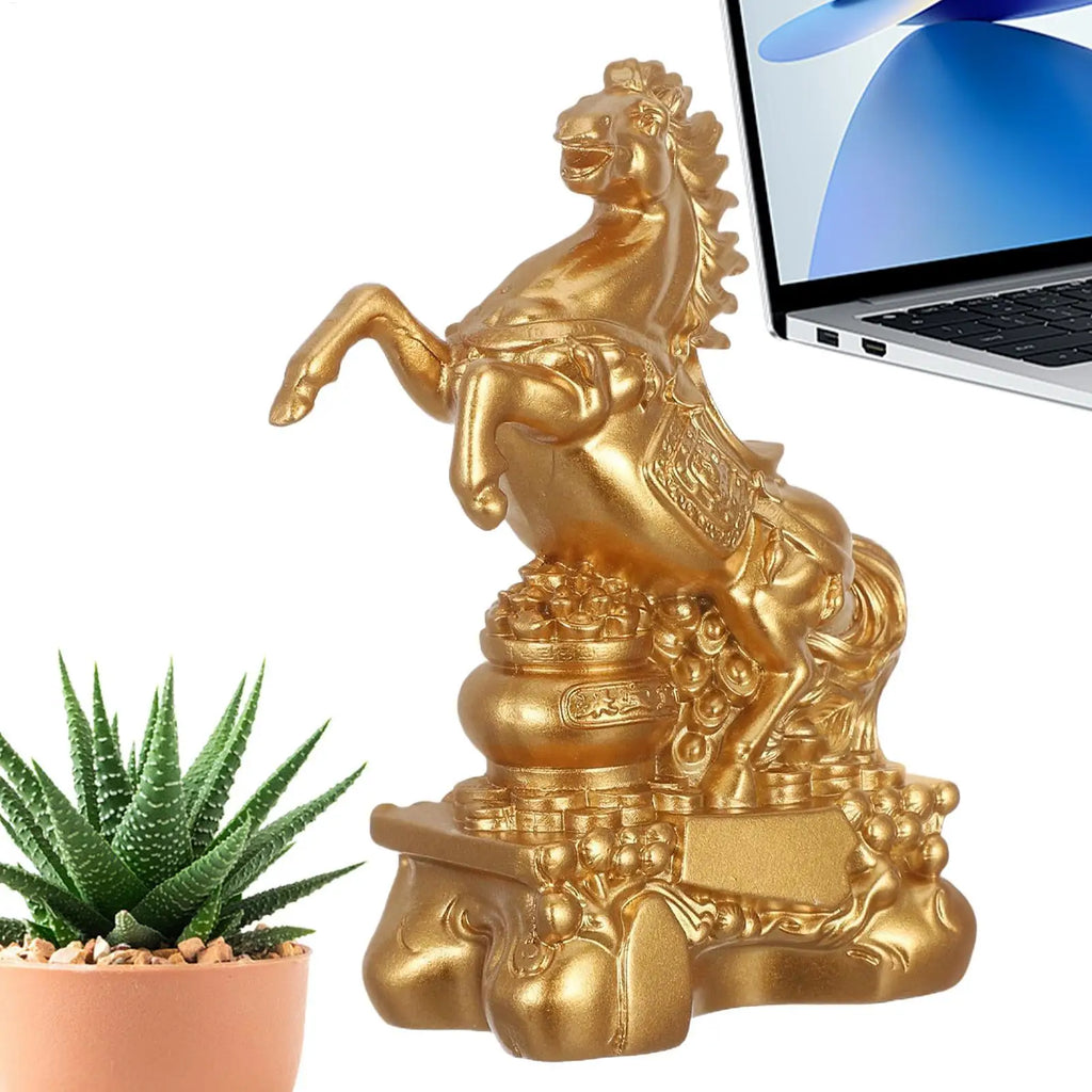 Resin Golden Horse Statue Figurine 2026 Chinese Mascot Sculpture Good