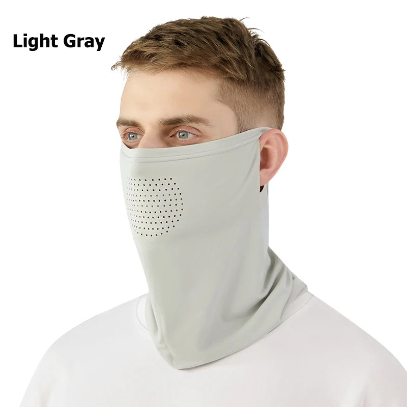 Toptrek Outdoor Ice Silk Sun Protection New Spring Summer Motorcycle Neck Cover Sports Riding Mask Full Face Fishing Running Zpaxo Light Gray