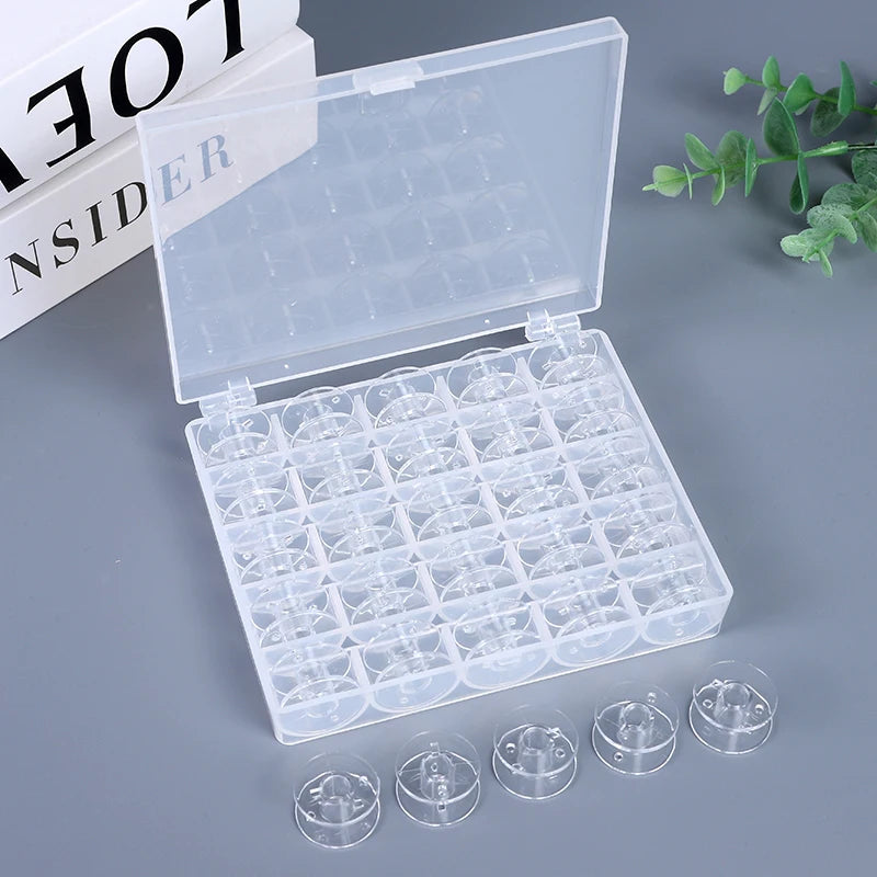 25Pcs Clear Sewing Machine Bobbins Spools Empty Bobbins Spools Plastic Storage Box For Household DIY Sewing Accessories Tools Zpaxo 1Pc Box Bobbins Suit