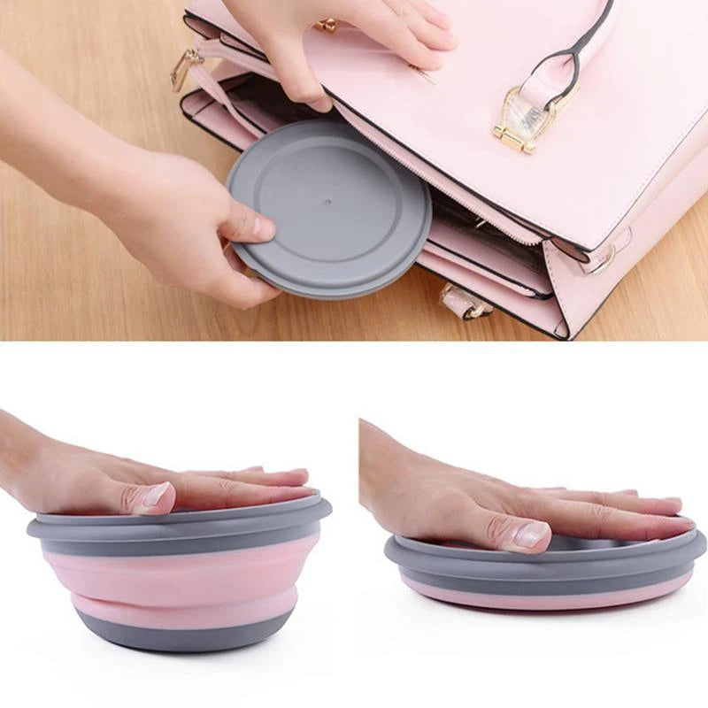 Silicone Folding Lunch Box Lid Portable Picnic Camping Bowl Kitchen