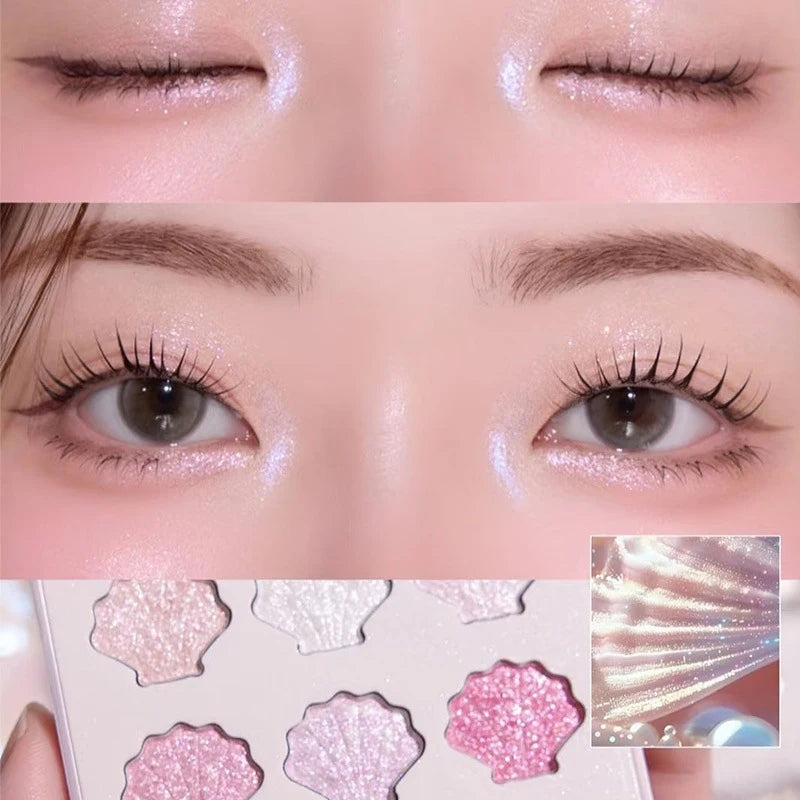 Shell Fairy Pearlescent Eyeshadow Palette Aurora Peach Shimmer