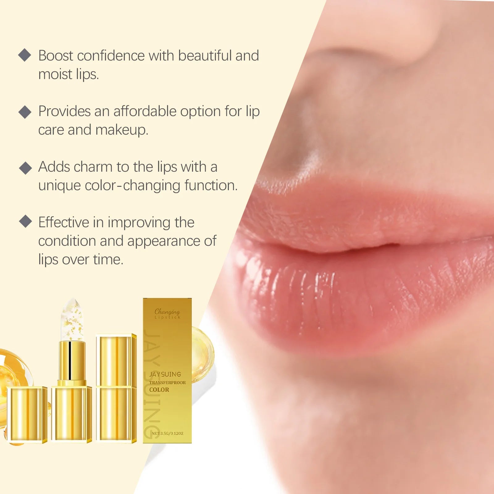 Gold Leaf Color Changing Lip Balm Tinted Lip Care Moisturizing Repair Dry Chapped Lip Hydrating Gloss Non Sticky Winter Skincare Zpaxo