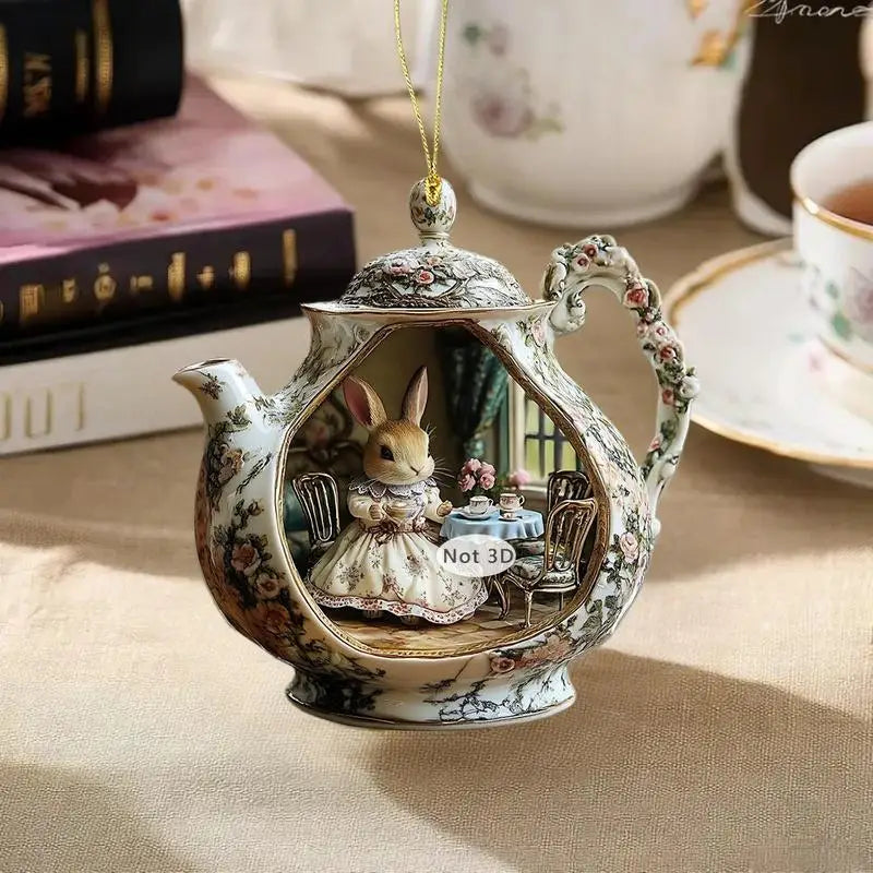 Delightful Easter Rabbit Teacup 2D Acrylic Home Decor Item Zpaxo