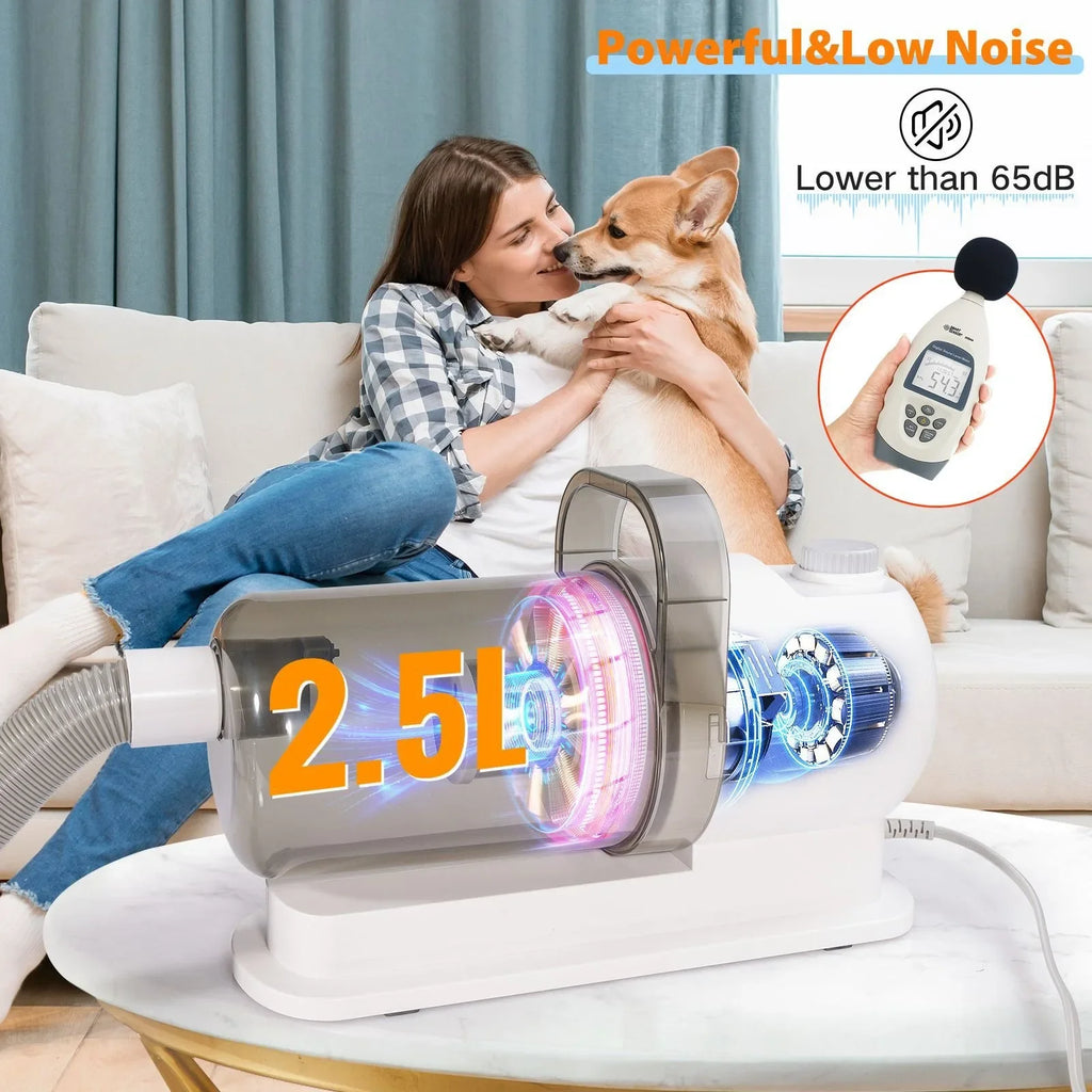 6 In 1 Pets Grooming Kits & Dog Hair Vacuum Powerful Suction for Long or Short Hair Dog Shavers Pet Vacuum Groomer for Dogs Cats Zpaxo