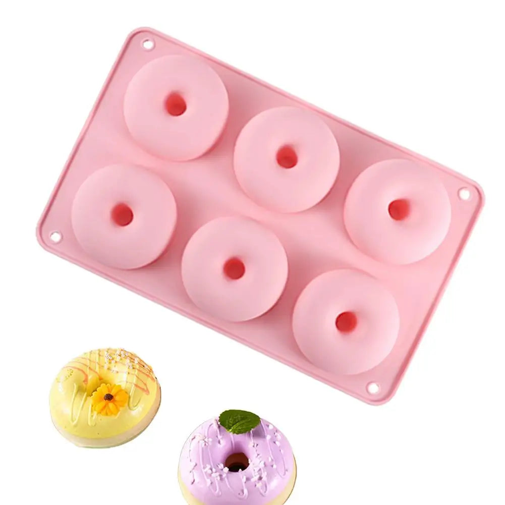 6-Cavity Silicone Donut Mold – Non-Stick Baking Mold Silicone Baking Mold Zpaxo Pink