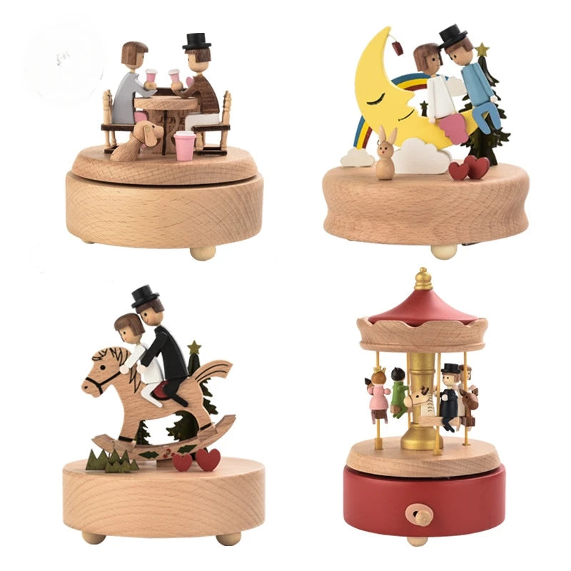 Wooden Crystal Ball Music Box – Castle in the Sky Gift