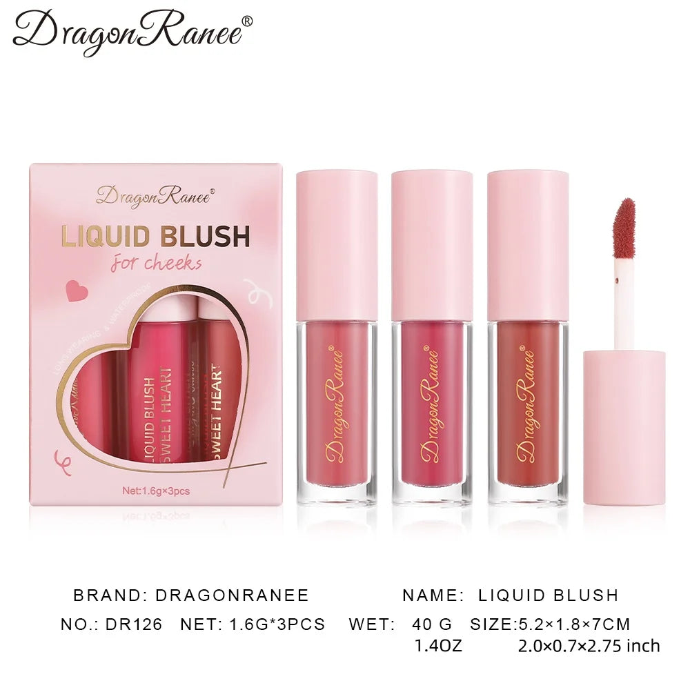 Three-Piece Set of Matte Liquid Blush, Natural Highlighter, Long-Lasting Blush, Delicate Color, Clear and Light Blush Zpaxo