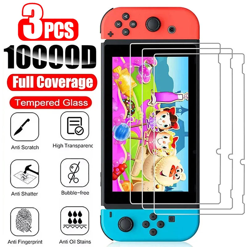 1/2/3PCS Tempered Glass for Nintendo Switch OLED 3 Pieces Screen Protector Film for Nintendo Switch Switch Lite Protective Glass Zpaxo 3PCS for Switch NS