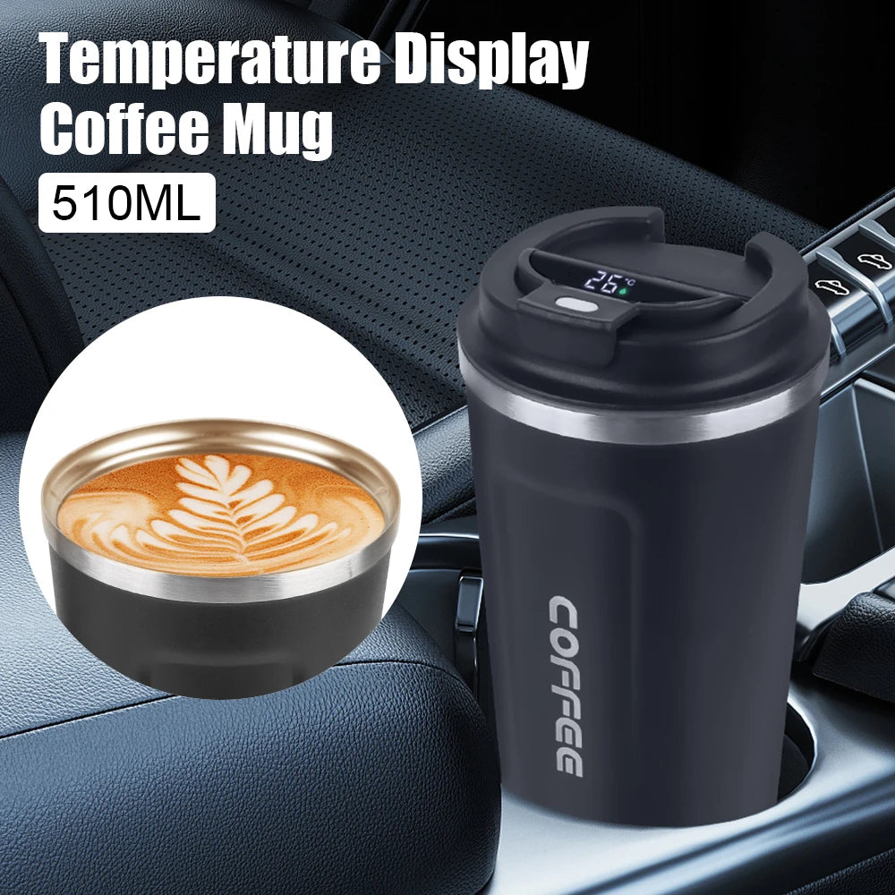 Coffee Mug Temperature Display Leakproof Car Tea Water Thermos Cup