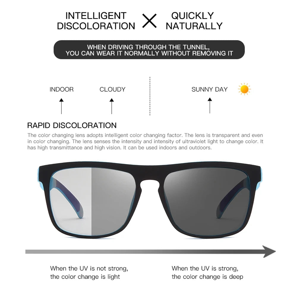 Photochromic Polarized Sports Sunglasses Men and Women Cycling Climbing Goggles Driving Sun Glasses UV400 Change Color Eyewear Zpaxo