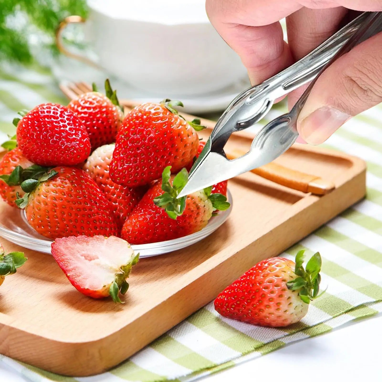 Strawberry Huller Stem Remover Portable Strawberry Huller Multi-functional Fruit Core Remover Stainless Steel Kitchen Gadget Zpaxo