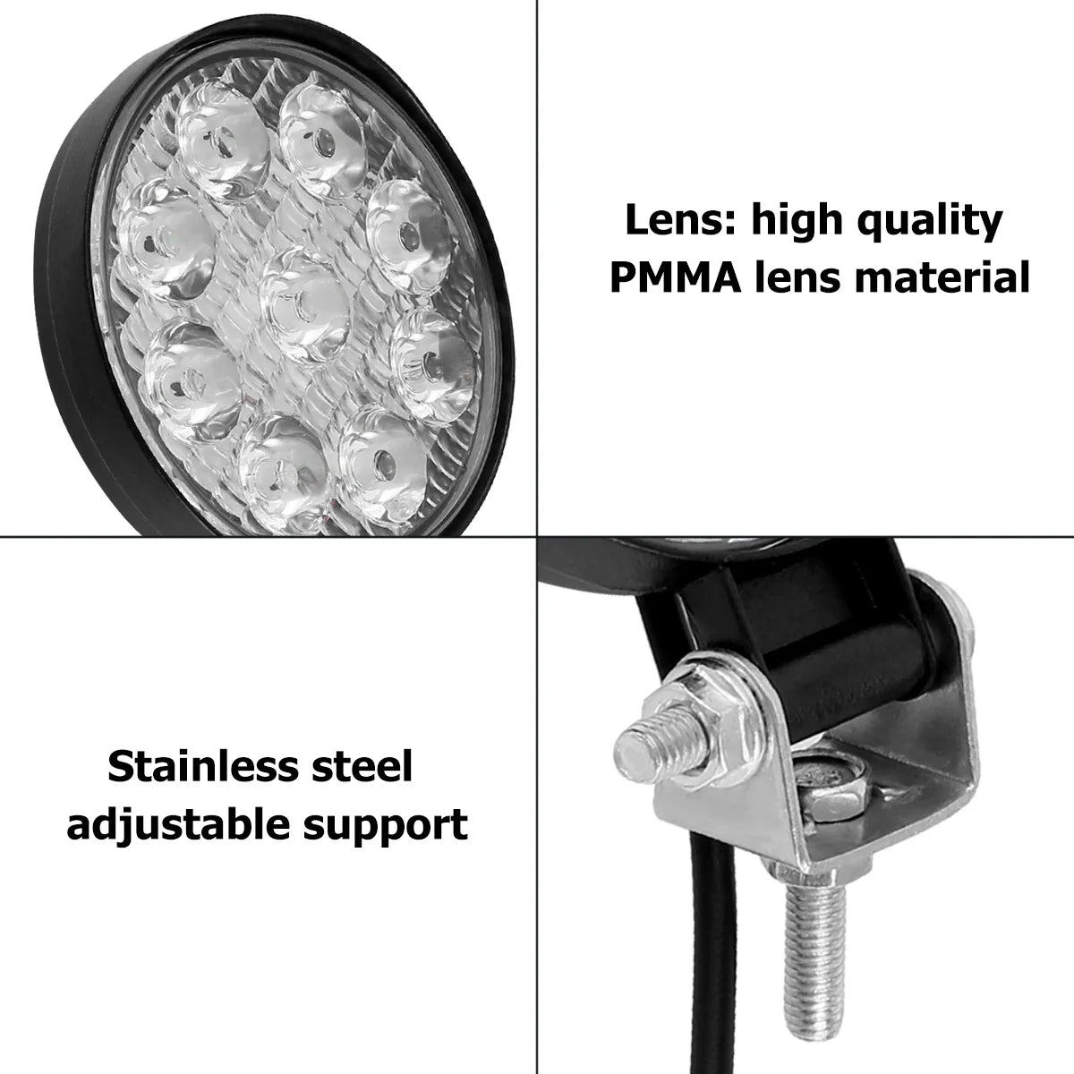 2/4Pcs 480W Work Light Car Truck LED Headlight Round 9 LED Light 6000K 5000LM Headlamp for Off-road Auto Car Van Truck SUV IP68 Zpaxo
