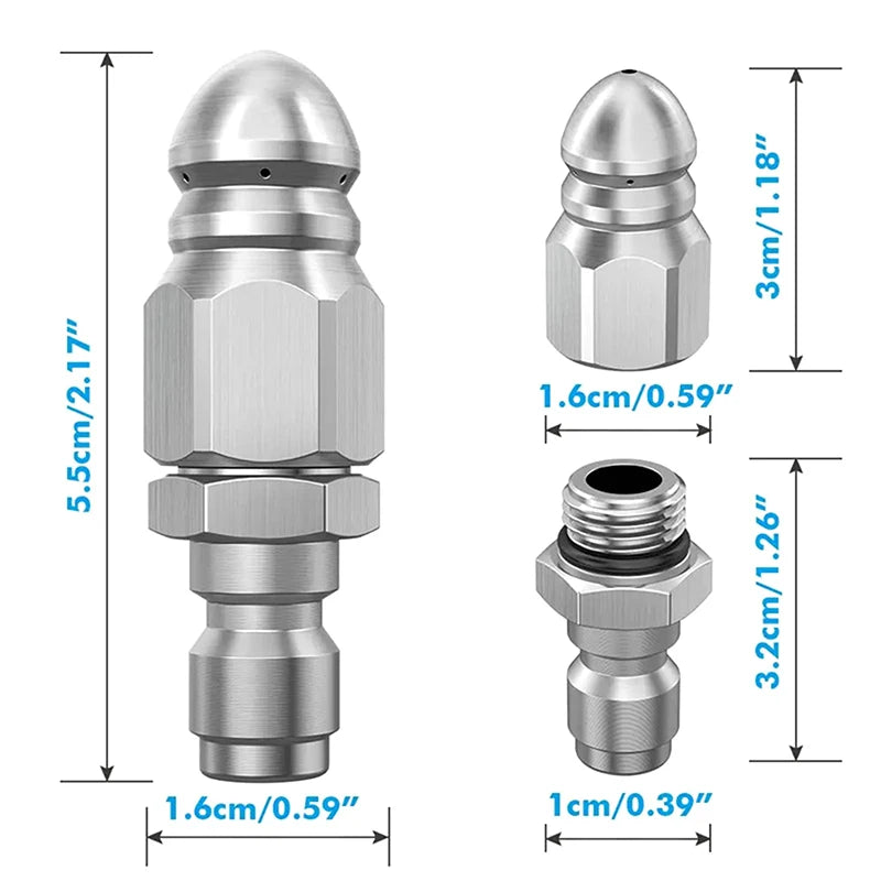 1 4 Pressure Washer Sewer Jetter Nozzle Stainless Steel Mini Durable