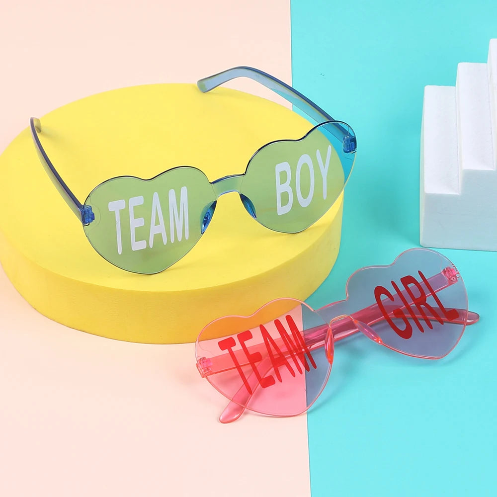 1/8/12Pcs Baby Gender Reveal Glasses Heart Shaped Team Boy Team Girl Sunglasses Baby Shower Decor Party Favors Zpaxo