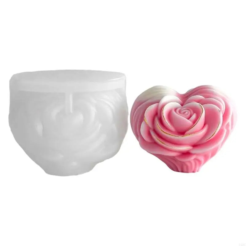 Rose Flower Heart Shaped Silicone Mould Epoxy Resin Making Soap
