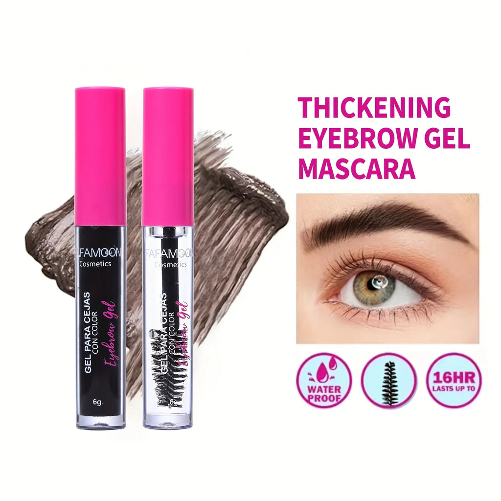 Waterproof Tinted Brow Gel Kit, Rich Auburn & Clear Setting Brow Glue, Fast Sculpt Long-Lasting Eye Makeup Zpaxo 3Black