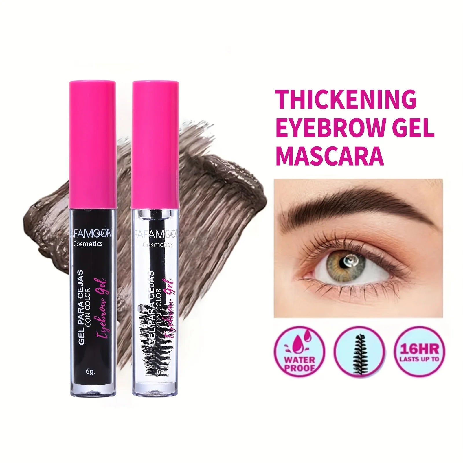 Waterproof Tinted Brow Gel Kit, Rich Auburn & Clear Setting Brow Glue, Fast Sculpt Long-Lasting Eye Makeup Zpaxo 3Black
