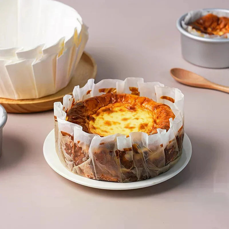 Baking Oil Proof Edge Paper Disposable Release Mousse Cake Paper Basque Cheesecake Oil Paper Tray Foldable Cake Mold Zpaxo