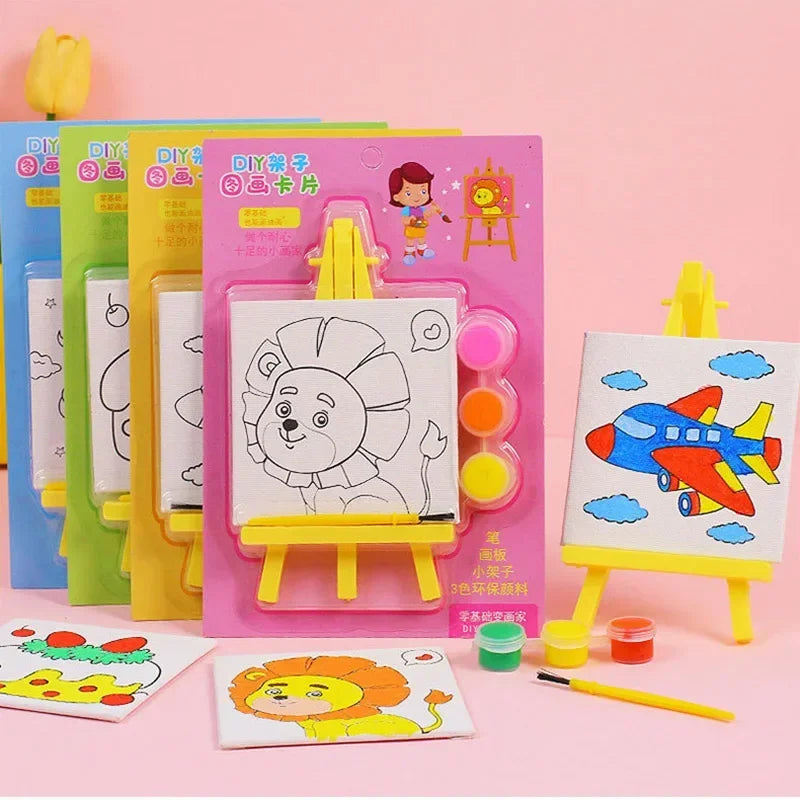 Cartoon DIY Oil Painting Frame Art Graffiti Educational Toy for Kids Birthday Party Favors Kindergarten Rewards Pinata Zpaxo