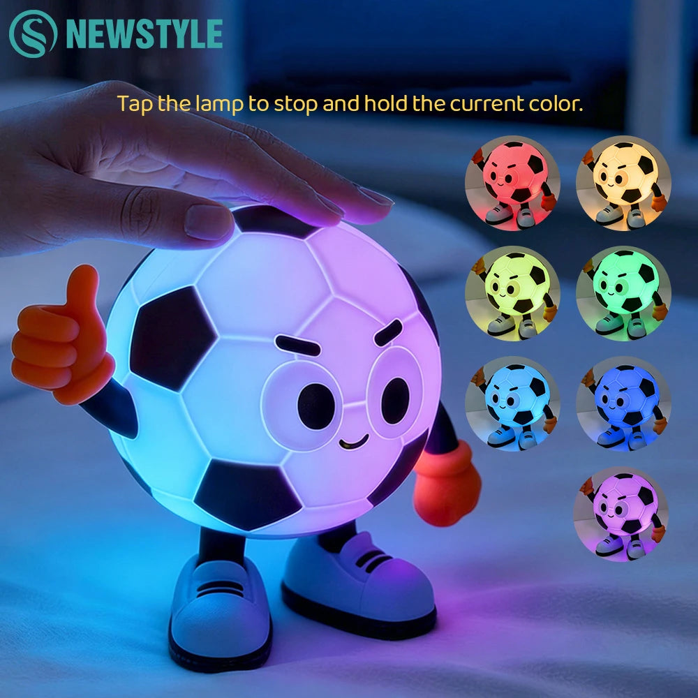 Soccer Silicone Night Light With Timer 3 Level Brightness Dimmable Rechargeable Baby Night Lights For Nursery Zpaxo