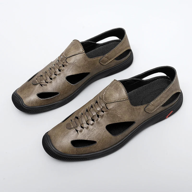 Summer Men Sandals Leather Mens Casual Shoes Outdoor Beach Roman Zpaxo 28711 38
